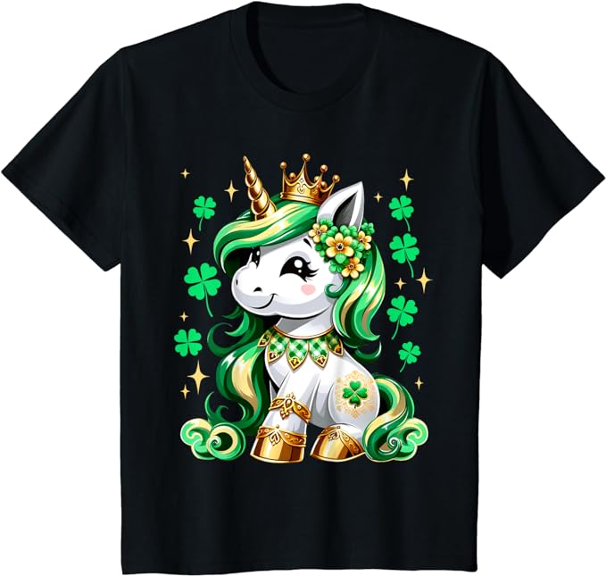 St Patrick Day Irish Unicorn Girls Kids Toddler Lepricorn T-Shirt